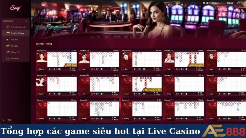Live Casino AE888 - Bùng nổ cảm xúc, rinh quà liền tay! 5 Tổng hợp các game siêu hot tại Live Casino